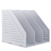 Deli 78995 Three-Compartment File Rack Foldable Desktop Storage Book Stand, Dark Gray, Light Gray