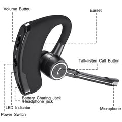 Lymoc V8S Auriculares inalámbricos Bluetooth para negocios, manos libres para automóvil, Bluetooth V4.1, micrófono para música para iPhone, Xiaomi y Samsung