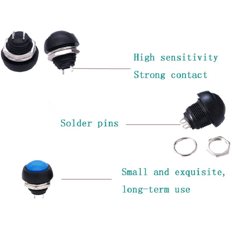 10 PCS Small Waterproof Self-Reset Button Switch, Black, Green, Red, Orange, White, Blue 10 PCS Small Waterproof Self-Reset Button Switch, Black, Green, Red, Orange, White, Blue