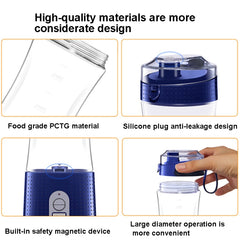 6-Blade Electric Fruit Juicer Juice Cup, Black, White, Yellow, Purple, Green, Blue, Deep Blue, Rose Red