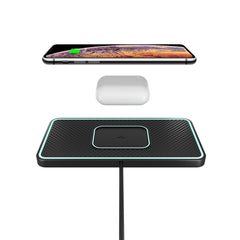 C1-PRO 2 In 1 Car Wireless Charging Anti-Slip Pad With Luminous For AirPods / iPhone, C1PRO Black