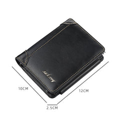 Baellerry D9159 Men Short Tri-Fold Zip Coin Purse Thin Card Holder