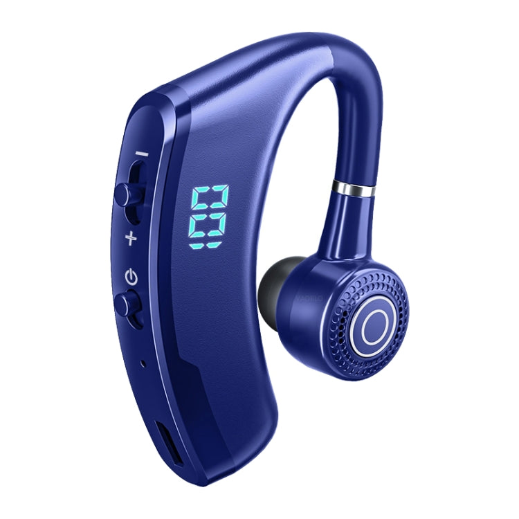 Auriculares Bluetooth V9S con cancelación de ruido y pantalla LED, auriculares de un solo oído de color azul y auriculares de un solo oído de color negro Auriculares Bluetooth V9S con cancelación de ruido y pantalla LED, auriculares de un solo oído de color azul y auriculares de un solo oído de color negro