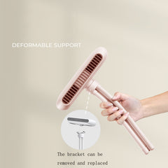 Handheld Mini USB Charging Desktop Portable Stroller Octopus Fan, White, Pink