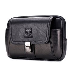 BULL CAPTAIN Multifunctional Leather Mobile Phone Small Waist Bag For Men
