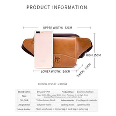 BULL CAPTAIN Cowhide Waist Bag Large Capacity Multifunctional Wallet For Men