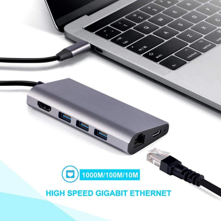 8 in 1 Type-c to HDMI+RJ45 Network Port+3USB3.0+PD Docking Station 8 in 1 Type-c to HDMI+RJ45 Network Port+3USB3.0+PD Docking Station