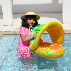 Baby Cartoon Animal Swimming Ring With Awning, Swimming Ring With Awning(Green), Swimming Ring With Awning(Purple)