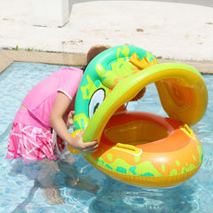 Baby Cartoon Animal Swimming Ring With Awning, Swimming Ring With Awning(Green), Swimming Ring With Awning(Purple)
