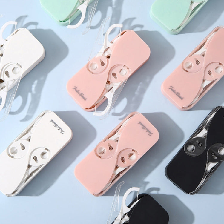 FukuBook Portable Mini Automatic Opening and Closing Floss Storage Box with Floss, White, Black, Green, Pink FukuBook Portable Mini Automatic Opening and Closing Floss Storage Box with Floss, White, Black, Green, Pink