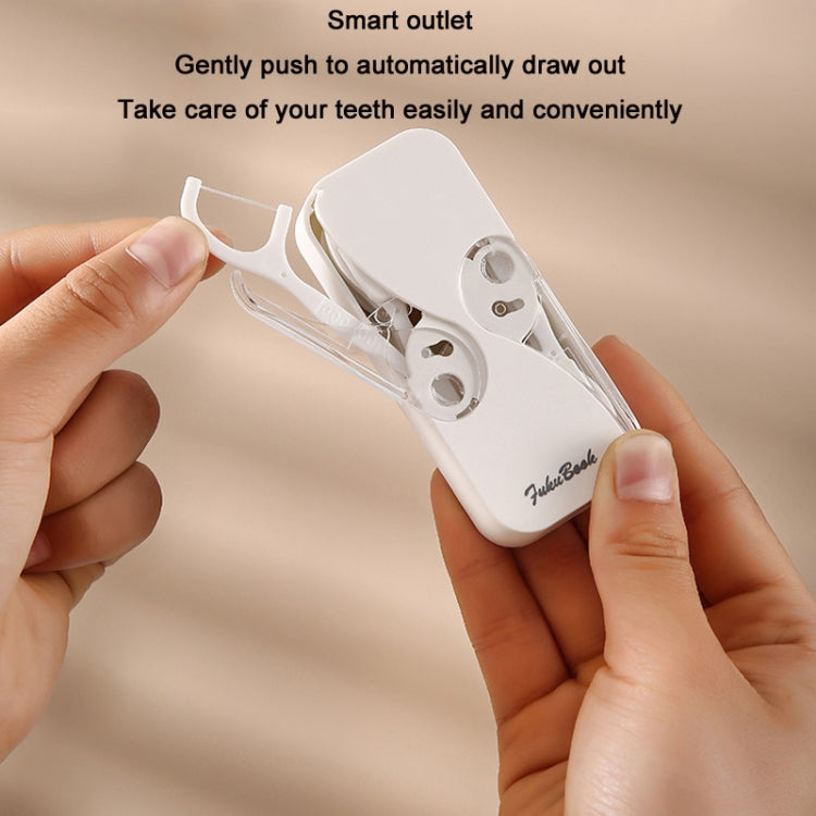 FukuBook Portable Mini Automatic Opening and Closing Floss Storage Box with Floss, White, Black, Green, Pink FukuBook Portable Mini Automatic Opening and Closing Floss Storage Box with Floss, White, Black, Green, Pink