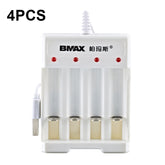4 PCS BMAX B-04 AAA/AA 1.2V Battery 4 Slot USB Charger, 4 Slot USB(White)
