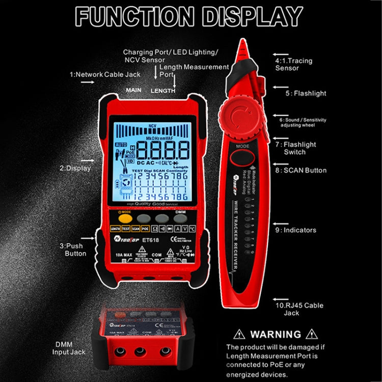 Rechargeable Adjustable Network Cable Tester Wire Tracker POE Cable Tester Rechargeable Adjustable Network Cable Tester Wire Tracker POE Cable Tester