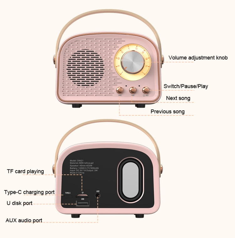 DW21 Vintage Radio BT Speaker Support TF Card/U Disk to Play, White, Dark Green, Light Green, Pink, Wood Grain DW21 Vintage Radio BT Speaker Support TF Card/U Disk to Play, White, Dark Green, Light Green, Pink, Wood Grain