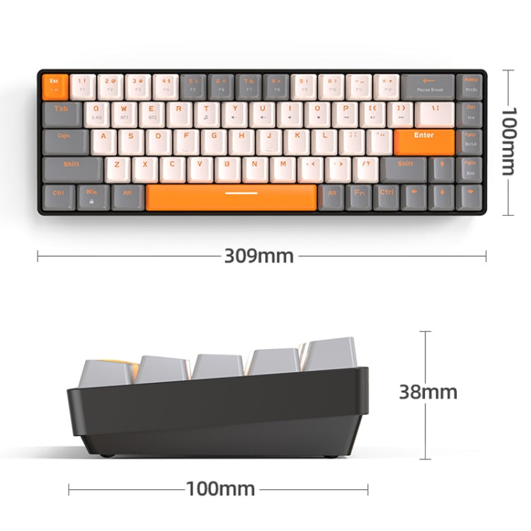 ZIYOU LANG K68 68 Keys Bluetooth Wireless Dual Model Mechanical Keyboard, Style: ZIYOU LANG K68 68 Keys Bluetooth Wireless Dual Model Mechanical Keyboard, Style: