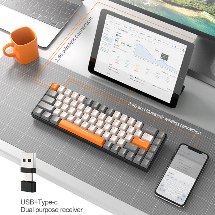 ZIYOU LANG K68 68 Keys Bluetooth Wireless Dual Model Mechanical Keyboard, Style: ZIYOU LANG K68 68 Keys Bluetooth Wireless Dual Model Mechanical Keyboard, Style:
