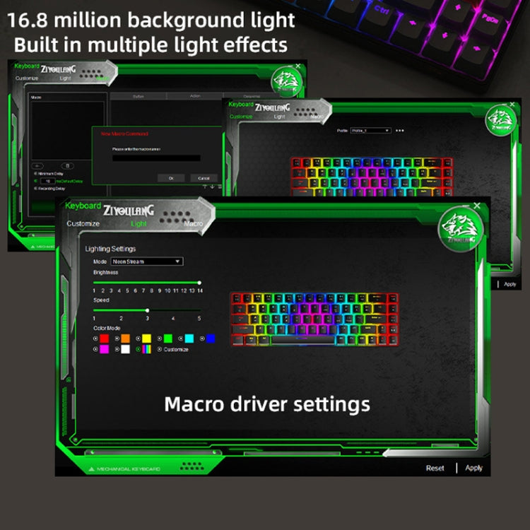ZIYOU LANG T8 68 Keys RGB Gaming Mechanical Keyboard, Cable Length: 1.5m, Style: ZIYOU LANG T8 68 Keys RGB Gaming Mechanical Keyboard, Cable Length: 1.5m, Style: