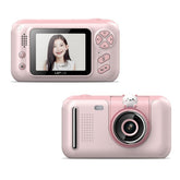 2.4 Inch Children HD Reversible Photo SLR Camera, Pink, Yellow Blue, Pink With Bracket, Yellow Blue With Bracket, Pink + 8G Memory Card + Card Reader, Pink + 16G Memory Card + Card Reader, Pink + 32G Memory Card + Card Reader