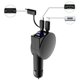 3 In 1 40W Fast Charging Dual Cable Retractable Car Charger, 40W