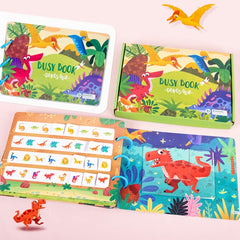 Children Early Teaching Cartoon Intelligence Development Toys Repeatedly Paste Book, Dinosaur, Farm, Traffic, Life