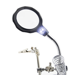 16126-A 3.5X/12X LED Light Stand Type Watch Repair Magnifier With Auxiliary Clip, 16126-A
