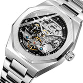 FORSINING F980 Luminous Three Eye Six Shot Weekly Steel Belt Men Fully Automatic Mechanical Watch