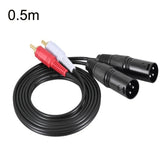 2RCA To 2XLR Speaker Canon Cable Audio Balance Cable, 0.5m, 1m, 1.5m, 3m