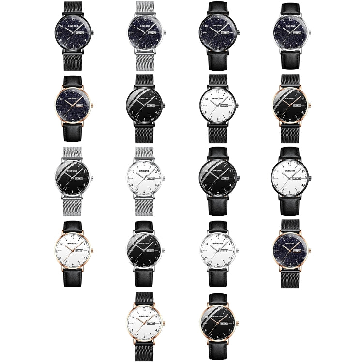 BINBOND B3820 30M Waterproof Ultra-thin Quartz Luminous Starry Watch, Black Net-Black-Starry BINBOND B3820 30M Waterproof Ultra-thin Quartz Luminous Starry Watch, Black Net-Black-Starry