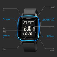 SKMEI 1858 Square Waterproof Digital Dual Display LED Luminous Watch