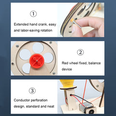 DIY Wooden Science Experiment Hand Generator Puzzle Toy, Hand Generator