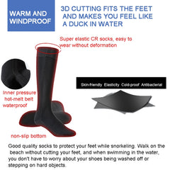 3mm Diving Socks Swimming Warm Deep Diving Waterproof Long Tube Beach Socks, XS, S, M, L