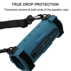 Für JBL Flip 6 Lautsprecher Tasche Reise Tragen Silikon Fall Mit Schulter Gurt, Schwarz 2, Blau 2