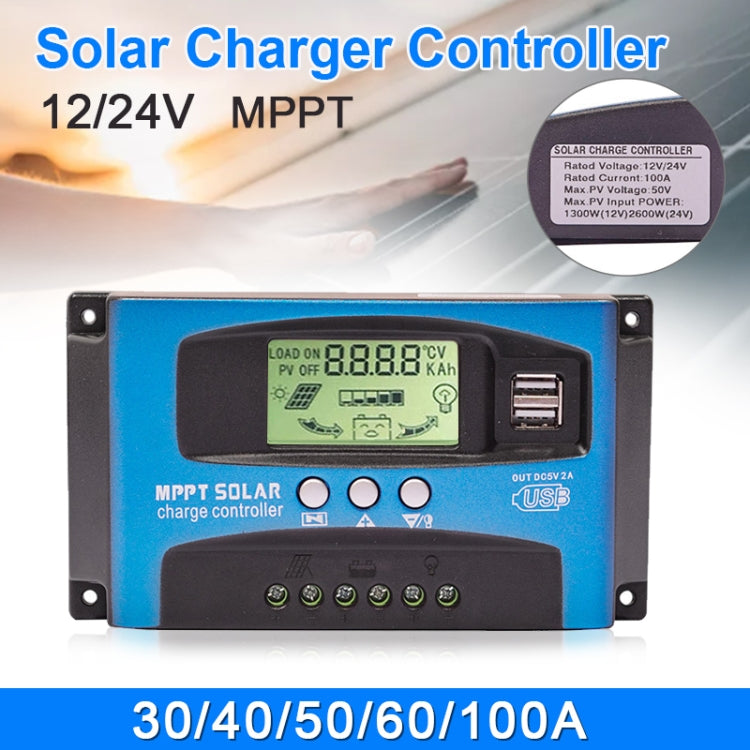 YCX-003 30-100A Solar Charging Controller with LED Screen & Dual USB Port Smart MPPT Charger YCX-003 30-100A Solar Charging Controller with LED Screen & Dual USB Port Smart MPPT Charger