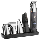 5 In 1 Haircut Digital Display Water Washing Shaver Nose Hair Electric Push Shear Set, LK-881 5 In 1 (Silver)