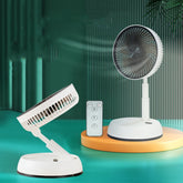 8-inch Portable Folding Telescopic Fan Can Shake Head with Timing & Remote Control, White 6000 mAh