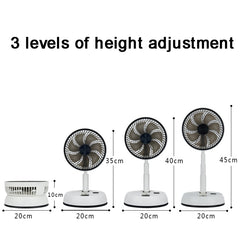 8-inch Portable Folding Telescopic Fan Can Shake Head with Timing & Remote Control, White 6000 mAh