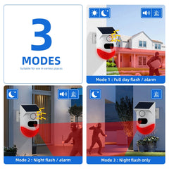 Infrared Motion Detector Solar Outdoor PIR Wireless Strobe Siren Detector Sound Alarm, CT80R USB Upgrade Model