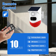 Infrared Motion Detector Solar Outdoor PIR Wireless Strobe Siren Detector Sound Alarm, CT80R USB Upgrade Model