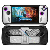 For ASUS Rog Ally Game Console PC+TPU Protective Case Cover With Bracket, PC+TPU Black+Transparent, PC+TPU White+Transparent