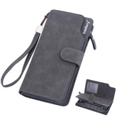 Baellerry Matte Leather Multi-card Slot Men Clutch Bag Zip Buckle Vintage Wallet