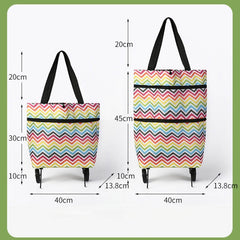 2 In 1 Oxford Cloth Shopping Bag Foldable Shopping Trolley Cart