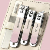 4pcs /Set Stainless Steel Nail Knife Set Household Portable Rotating Bag Nail Cutting Tool, Light Pink, Dark Green
