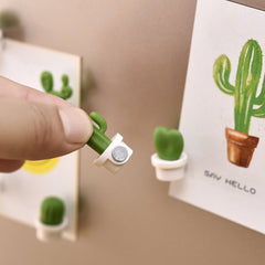 6pcs /Set Cactus Fridge Stickers Greenery Message Magnetic Cartoon Stickers