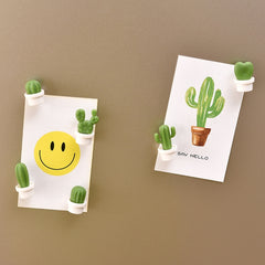 6pcs /Set Cactus Fridge Stickers Greenery Message Magnetic Cartoon Stickers
