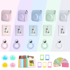 For Polaroid Mini12 7 in 1 Photo Album Sticker Photo Frame Camera Bag, Green, White, Blue, Pink, Purple