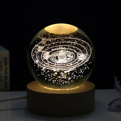 6cm With Warm Light Base 3D Laser Engraved Crystal Ball Night Light USB Glowing Glass Ball