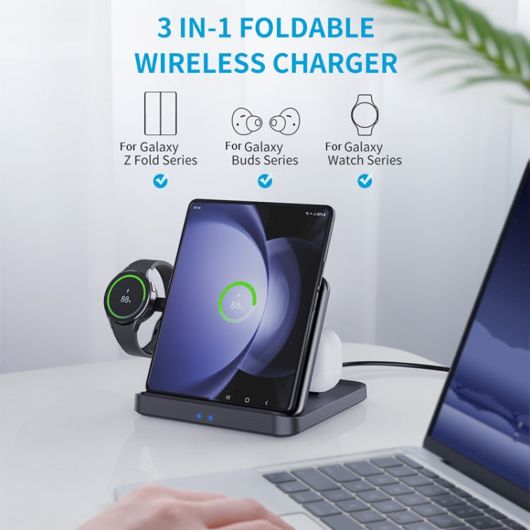 3 In 1 Wireless Charger For Samsung Galaxy Z Fold Mobile Phone Earphones & Smart Watches 3 In 1 Wireless Charger For Samsung Galaxy Z Fold Mobile Phone Earphones & Smart Watches