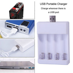 Fast USB 4 Slot Battery Charger AA/AAA Rechargeable Battery Universal Four Slot Charging Box, Directly Plug-in, With Cable