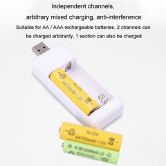 Directly Inserted 2 Slots USB AA / AAA Rechargeable Battery Charger, USB 2 Slots