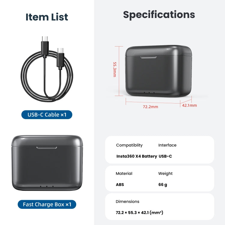 For Insta360 X4 AMagisn Battery Fast Charge Charging Box Sports Camera Accessories For Insta360 X4 AMagisn Battery Fast Charge Charging Box Sports Camera Accessories
